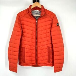 Tom Tailor Puffer Jacket Quilted Zip Up Packable Long Sleeve Orange Mens Medium